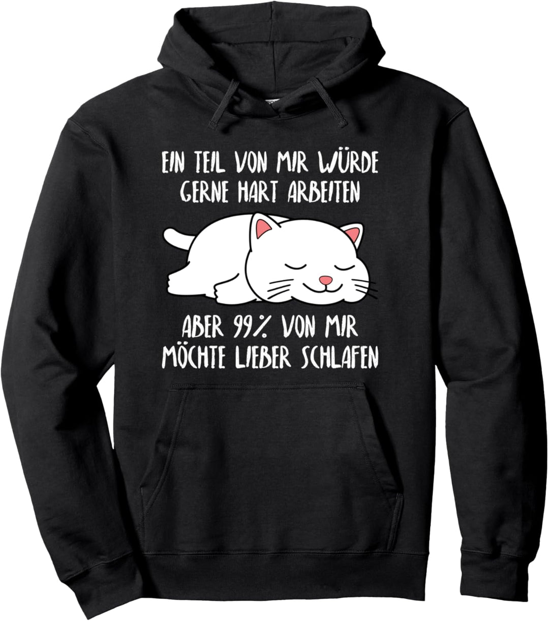 Lustiger Faulenzer Spruch Katze Schlafshirt Damen Herren Pullover Hoodie