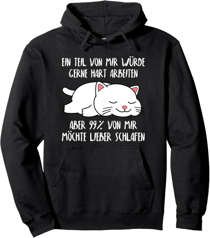 Lustiger Faulenzer Spruch Katze Schlafshirt Damen Herren Pullover Hoodie