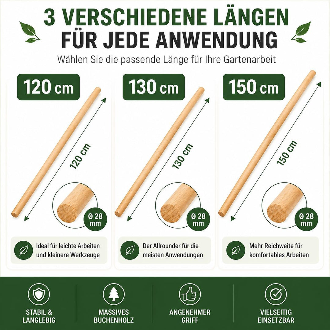 All4All Schaufelstiel 120cm, Holzgrif, Spatenstiel,Ersatz Spaten,Holz Stiel aus Buche,Ersatzstiel,Ga