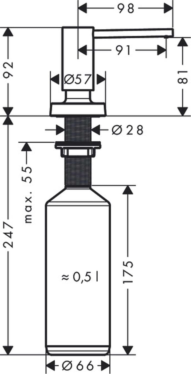 hansgrohe Spülmittel-/ Lotionspender Küchenzubehör (Accessoire, rund) Edelstahl Finish optionales Zu