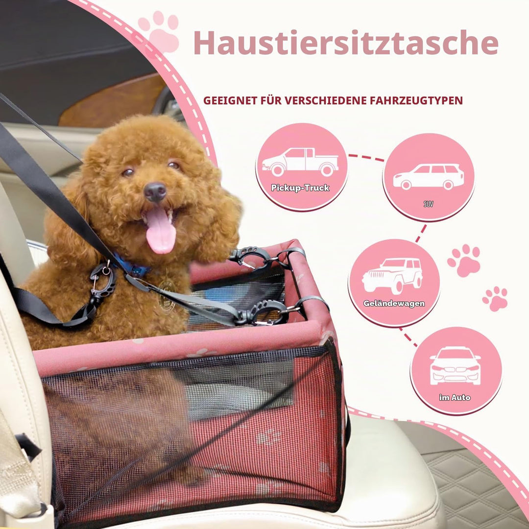 Flagest Hunde Autositz Verstärkt Hundesitz Auto, Oxford Atmungsaktiv Waschbare Hundeautositz, Faltba