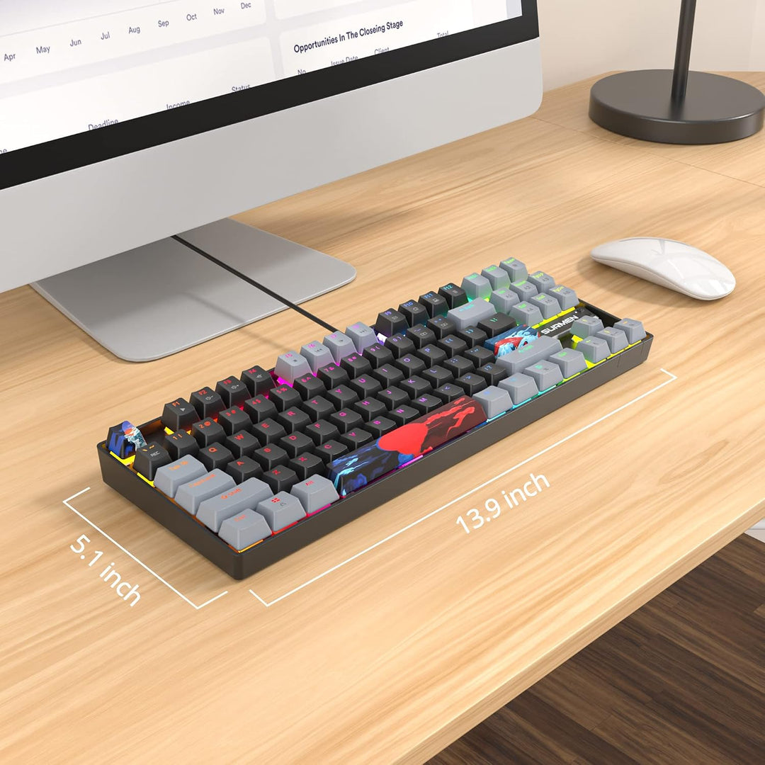 SOLIDEE Tragbare 80% mechanische Gaming-Tastatur,87 Tasten kompakte RGB LED-Hintergrundbeleuchtung,k