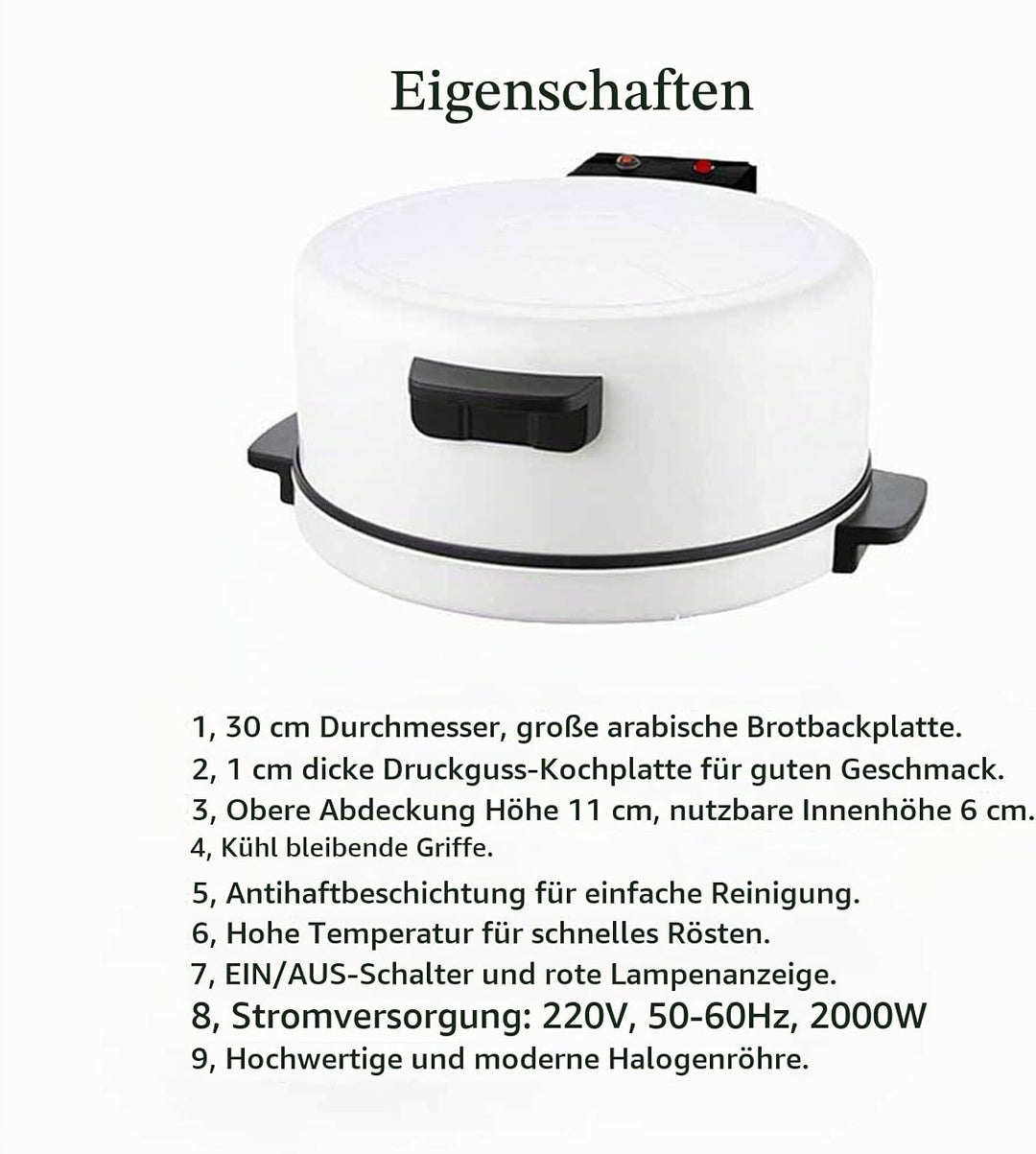12 Zoll Elektro Pizzaofen Steinofen Elektrisch Pizza Ofen mit 2000 W Leistung Pizzamaschine für den