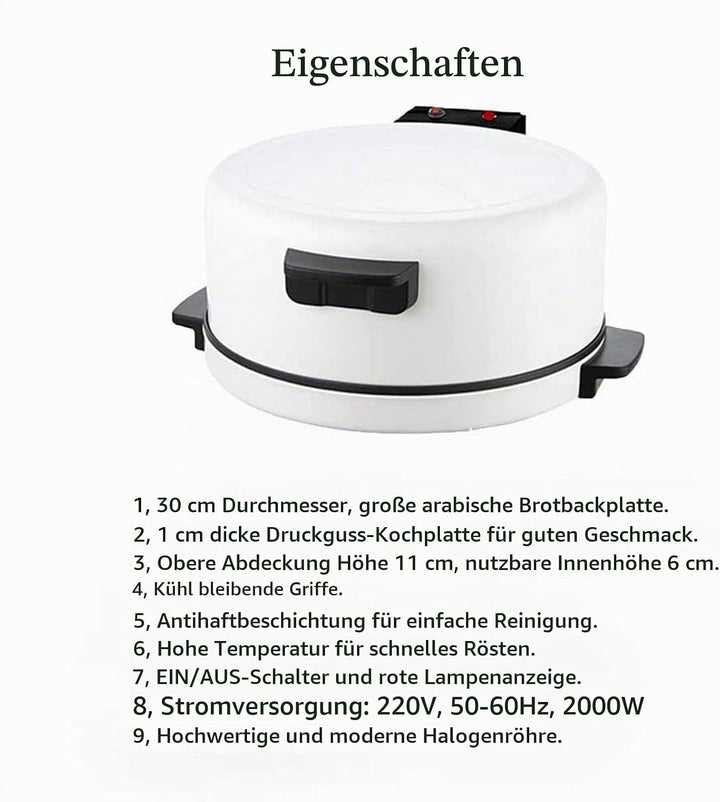 12 Zoll Elektro Pizzaofen Steinofen Elektrisch Pizza Ofen mit 2000 W Leistung Pizzamaschine für den