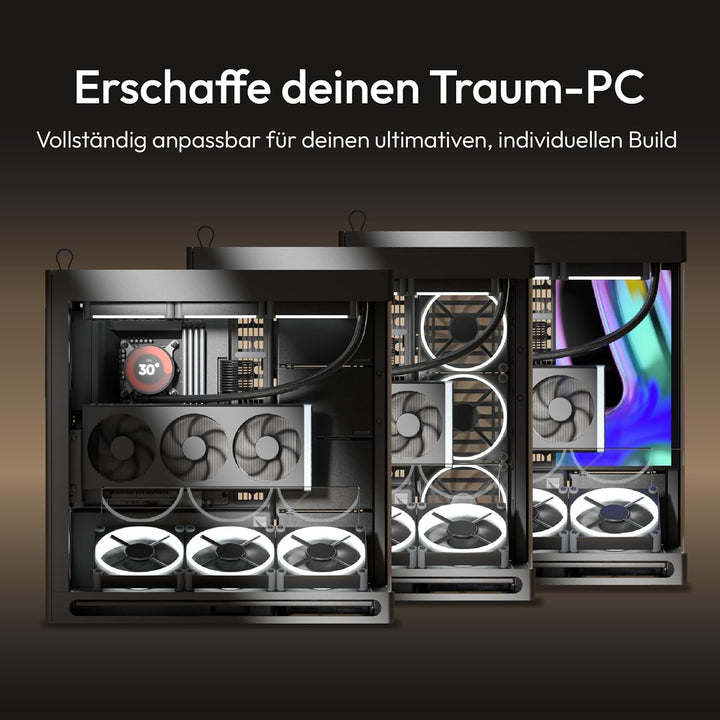 HAVN HS 420 VGPU Dual-Chamber ATX Mid Tower PC Gehäuse Schwarz | PCIe 5.0 Vertical GPU Kit, 11x 140m