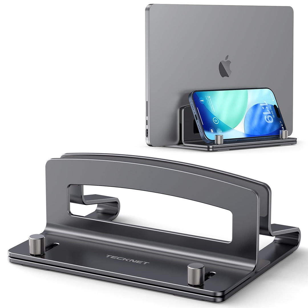 TECKNET Vertikaler Laptop Ständer aus Aluminium, Verstellbarer Laptop-Ständer, durchbrochenes Design