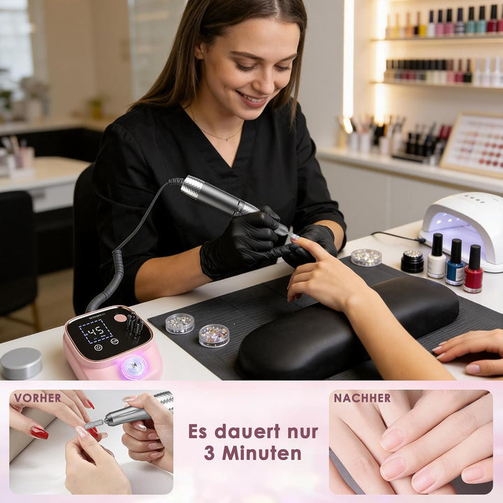 Dreamhigh® Professionelle Nagelfräse 45.000 U/min, Elektrische Nagelfeile, Nagelfräser, Tragbares Ma