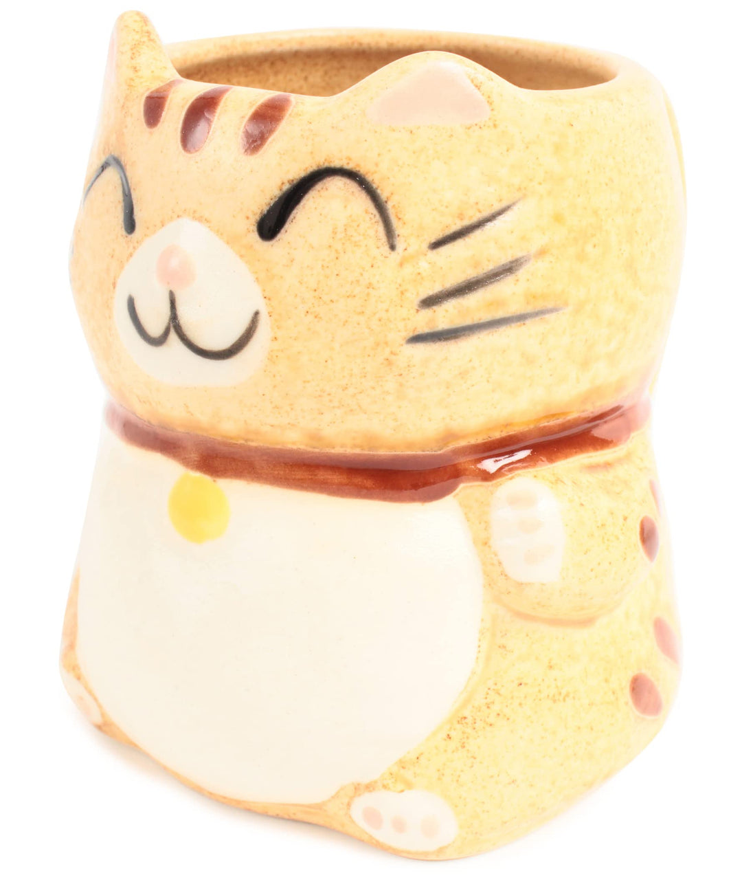 Mino ware Tasse, japanische Keramik, Manekineko-Katze, hergestellt in Japan (Import Japan), Honiggel