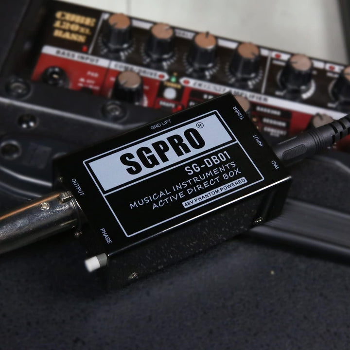 SGPRO Active Direct Box, DI-Box zur Aufnahme von Signalen für Musikinstrumente wie Gitarre und Bassg