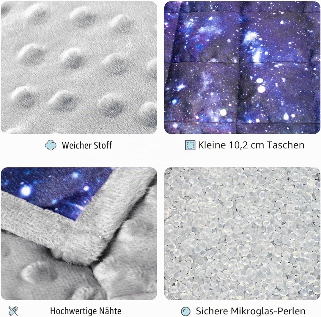 Solfres Gewichtsdecke für Kinder, 2,3 kg, 90 x 120cm, Minky-Druck, schwere Decke für Kinder und Juge