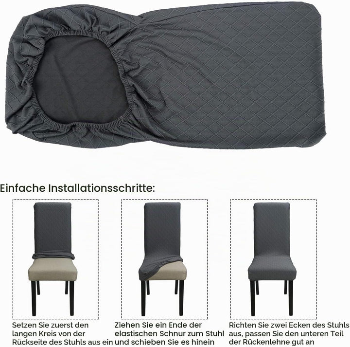 Fuloon Stuhlhussen 4er 6er Set, Stuhlüberzug Universal Stretch Abnehmbare Stuhlbezug Protector Cover