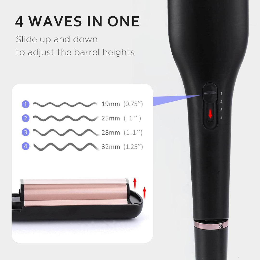 [19/25/28/32mm] Welleneisen für Haare - janelove 4-in-1 Lockenstab für Beach waves/Natürlich Wellen/