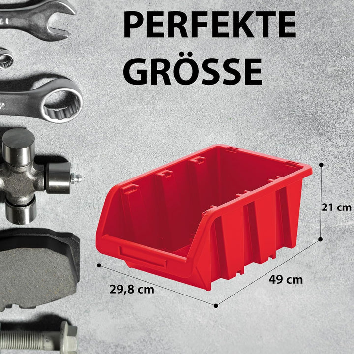 Werkstatt-Stapelkiste, Stapelbox aus PP Kunststoff, Sichtbox Stapelbox, Lagerboxen für Werkzeugswand