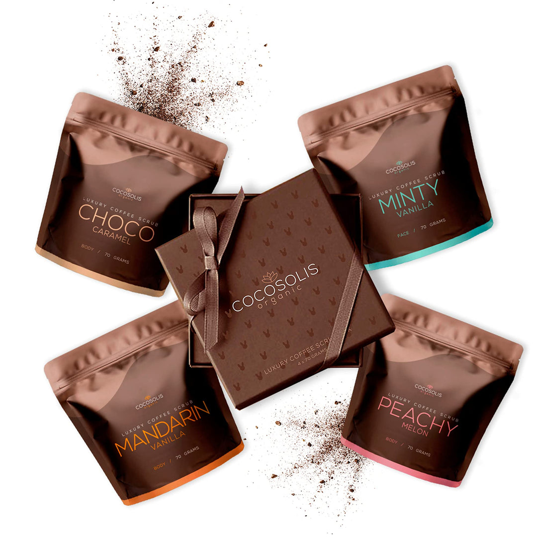 COCOSOLIS SCRUB Kaffee-Body Scrub-Set - ätherische Öle - Das perfekte luxuriöse Geschenkset Frauen -