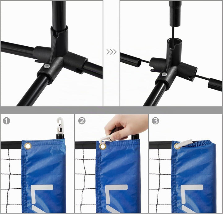 LARMNEE Badmintonnetz, Volleyballnetz, Federballnetz, 3-Fach-Höhenverstellbar 107/120/155cm, Tragbar
