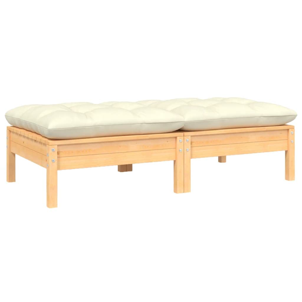 vidaXL 2-Sitzer-Gartensofa mit Creme Kissen Massivholz Kiefer