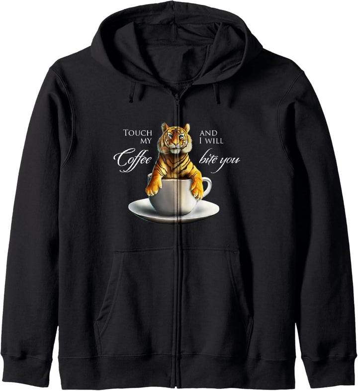Tiger Katze Design in Kaffeetasse Kaffee Kaffeetrinker Meme Kapuzenjacke