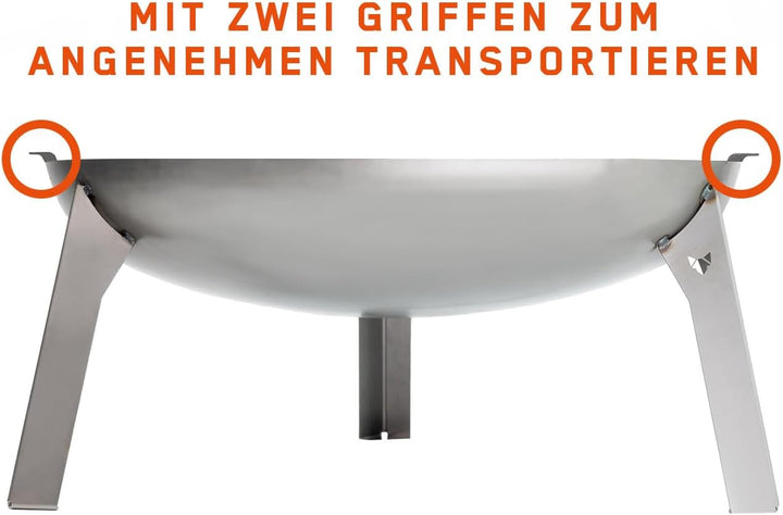 FENNEK Feuerschale 3 Pod | Grosse Feuerstelle aus massivem 2,0 mm Stahl | Ø 65 cm | Für Garten, Terr