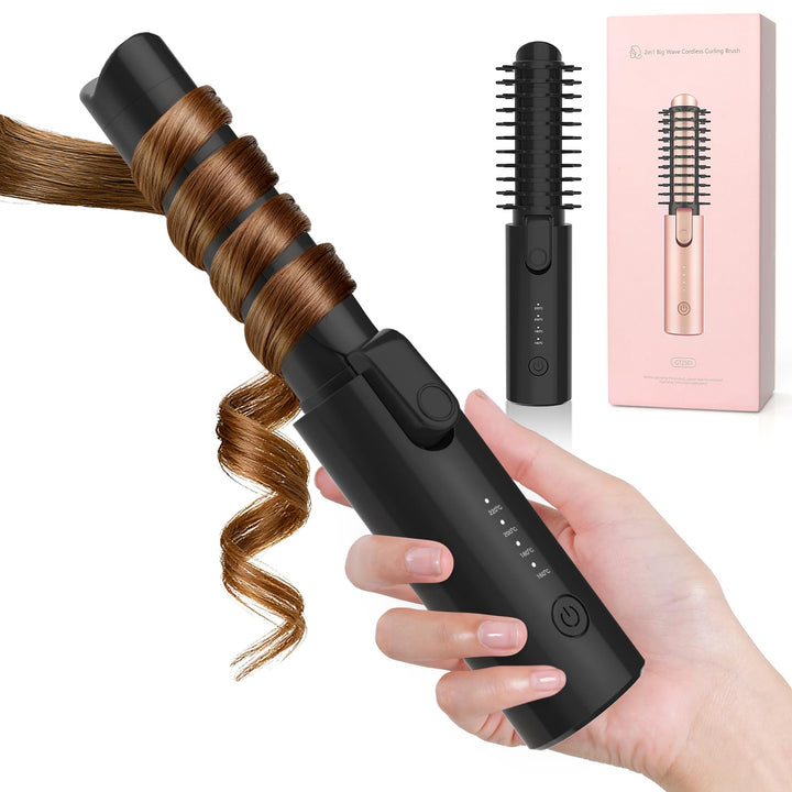 Schnurloser Lockenstab 32mm, Curling Iron mit 4 Temperaturen Tragbare Reise, 7000 mAh USB-aufladbare