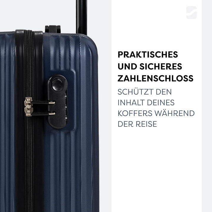 FASSLINE Kofferset 3 stück, Trolley Set Handgepäck und Reisegepäck, Kabinenkoffer, Mittel und Grosse