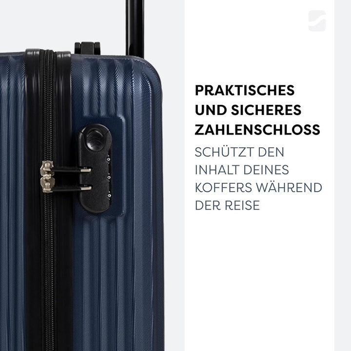 FASSLINE Kofferset 3 stück, Trolley Set Handgepäck und Reisegepäck, Kabinenkoffer, Mittel und Grosse