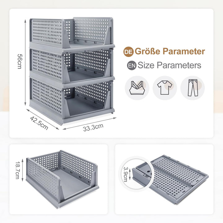 Yorbay Schubladenbox Stapelbare Kleiderschrank Organizer, Regal Aufbewahrungsbox, für Kleidung Küche