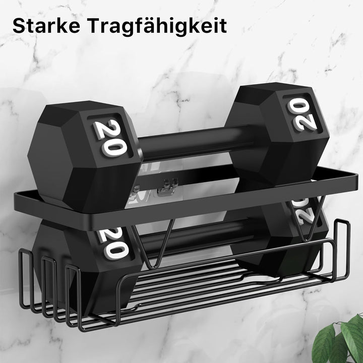 Kegii Duschablage/Duschregal ohne Bohren, Badezimmer Regal Organizer, Badregal Duschkorb Schwarz, 3
