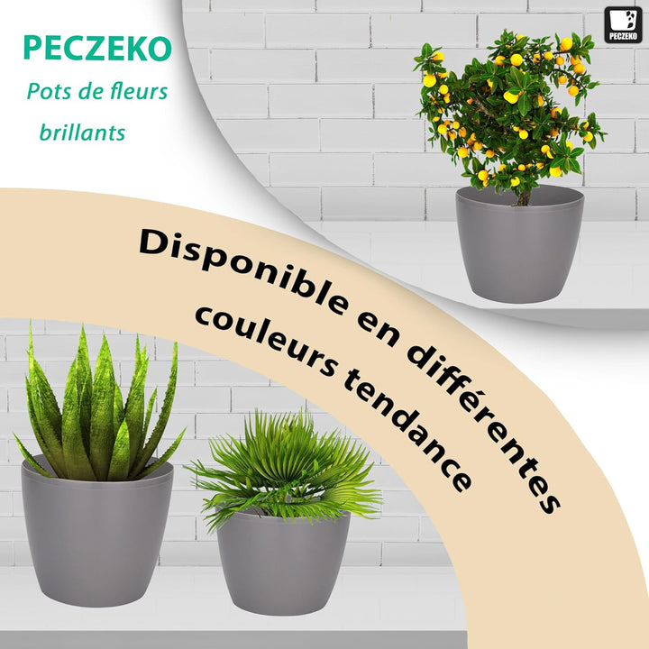 PECZEKO Glänzende Blumentöpfe - Deko Pflanztopf für Blumen & Kräuter - Langlebige & leichte runde Ku