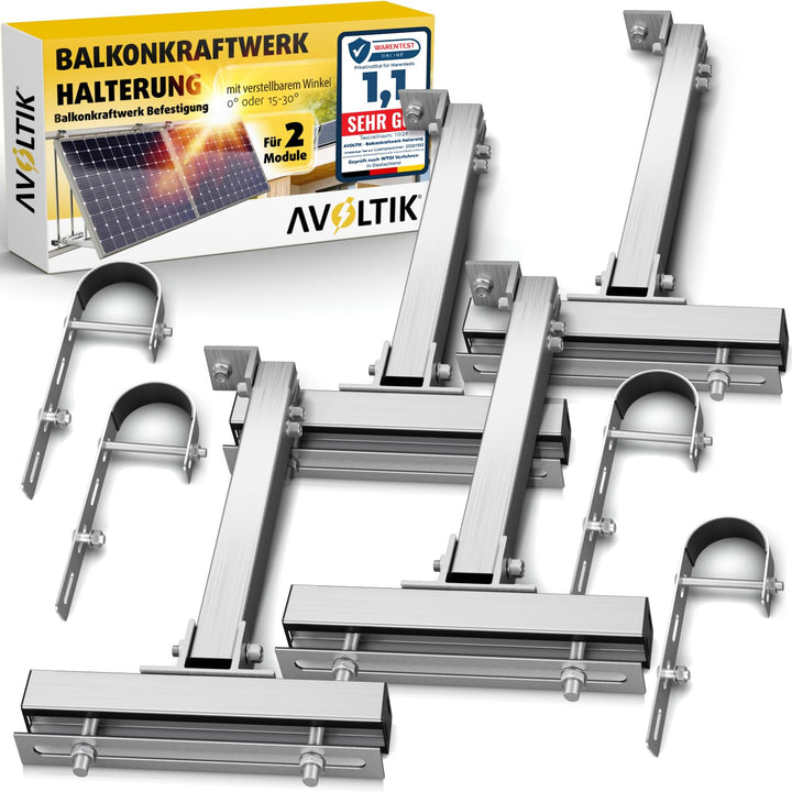 Avoltik 2x Balkonkraftwerk Halterung Balkon für alle Solarpanel-Grössen I Solarmodul Halterung aus r