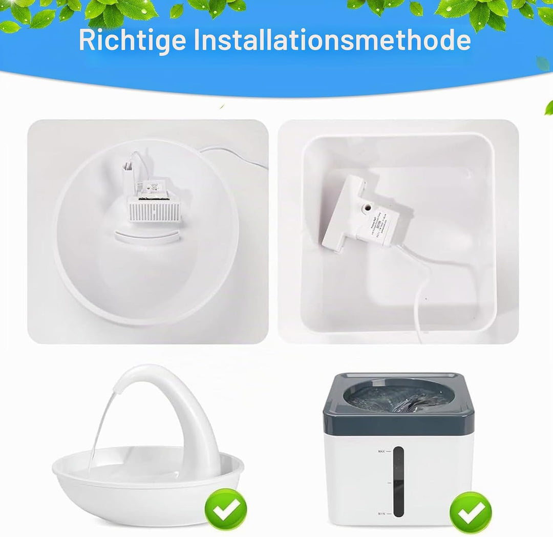 6 Stück Ersatzfilter für Pet Wasserbrunnen - T-förmige Filter-Nachfüllung mit 3-Fach Filtersystem (A
