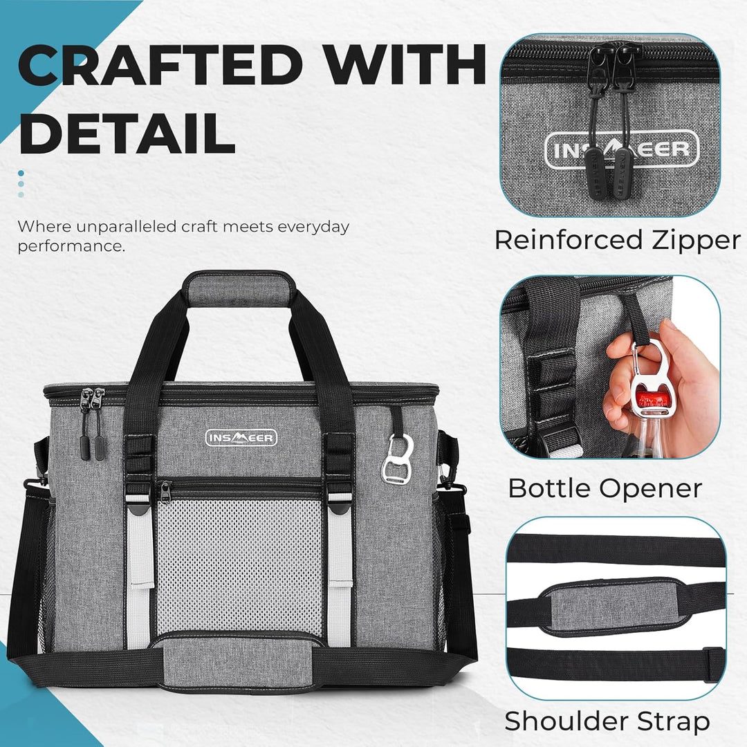 INSMEER Kühltasche Gross 50 l, Kühltaschen Faltbar für 80 Dosen, Faltbare/Auslaufsicher mit Öffner,