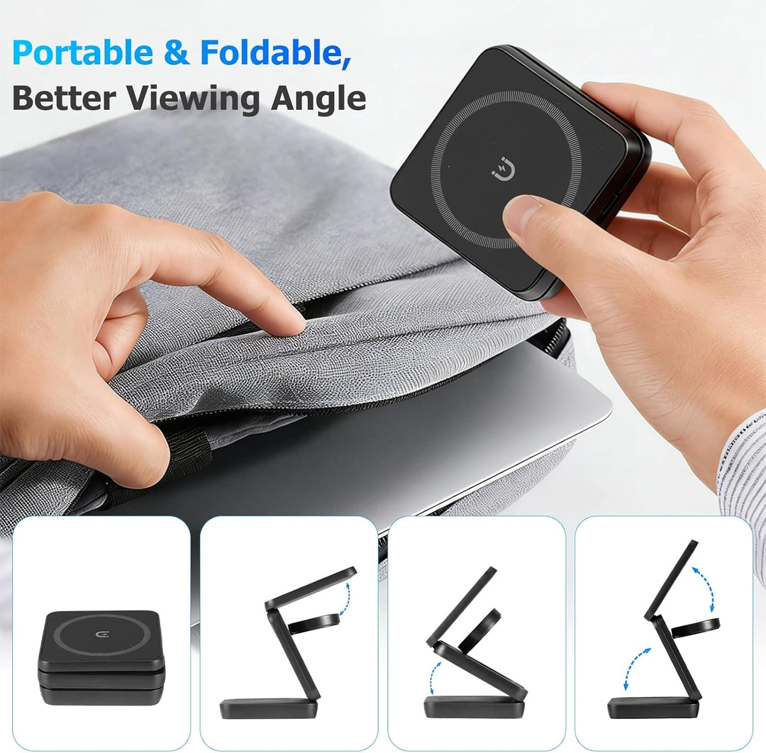 3 in 1 Faltbare Kabellose Ladestation Magsaf Induktive Ladestation für Appple Watch und Phone, Wirel
