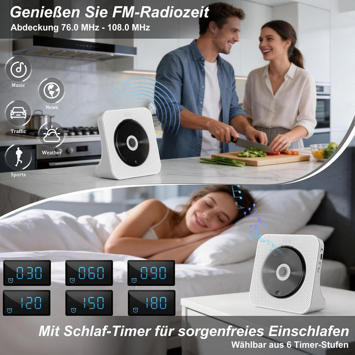 CD Player Tragbar Bluetooth 5.0 CD Spieler Tragbarer CD-Player mit Fernbedienung HiFi-Sound Lautspre