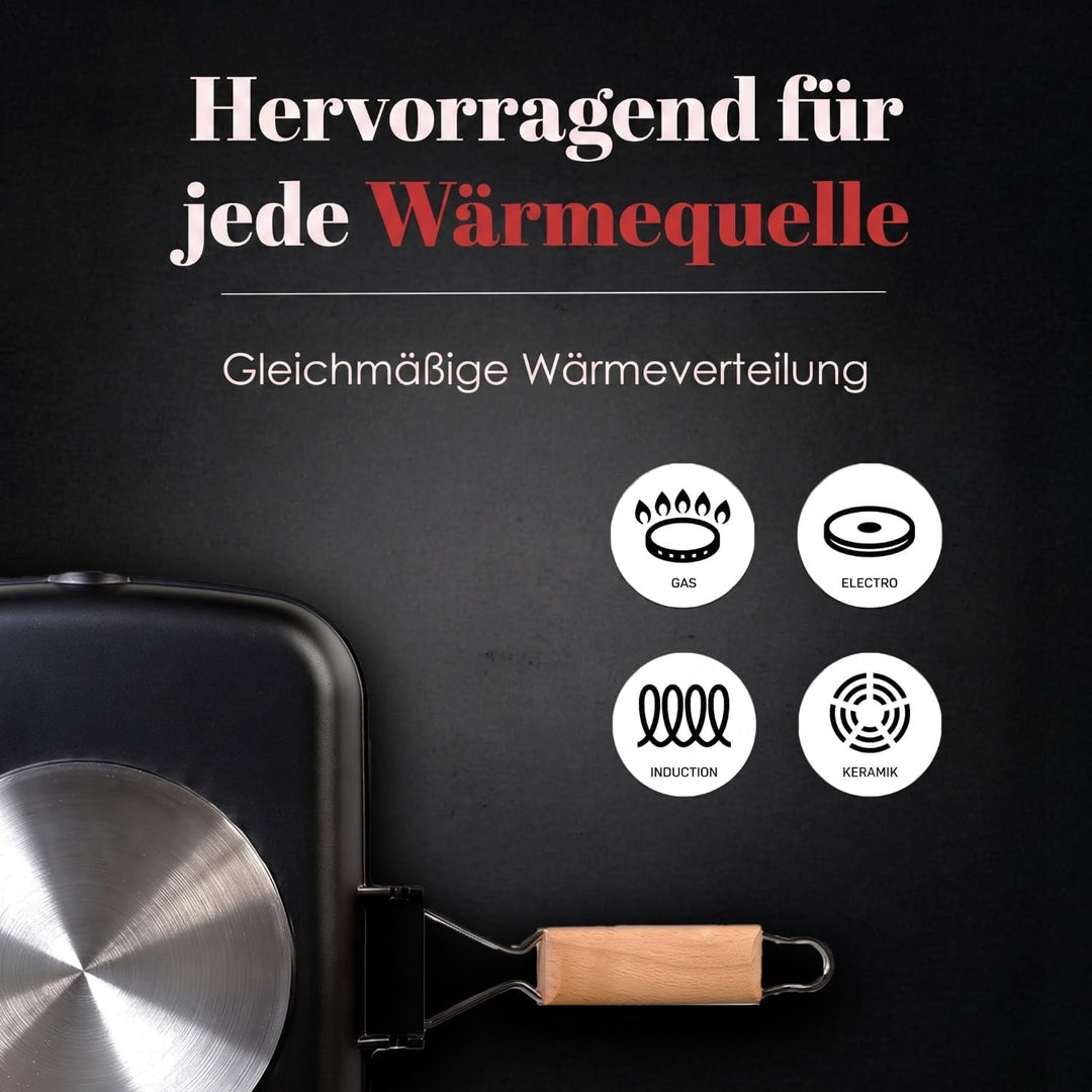 WECOOK! Ecostone Grillpfann Induktion Gewellt, 34 x 24 cm, Antihaftbeschichtung ILAG Ökologisch PFOA