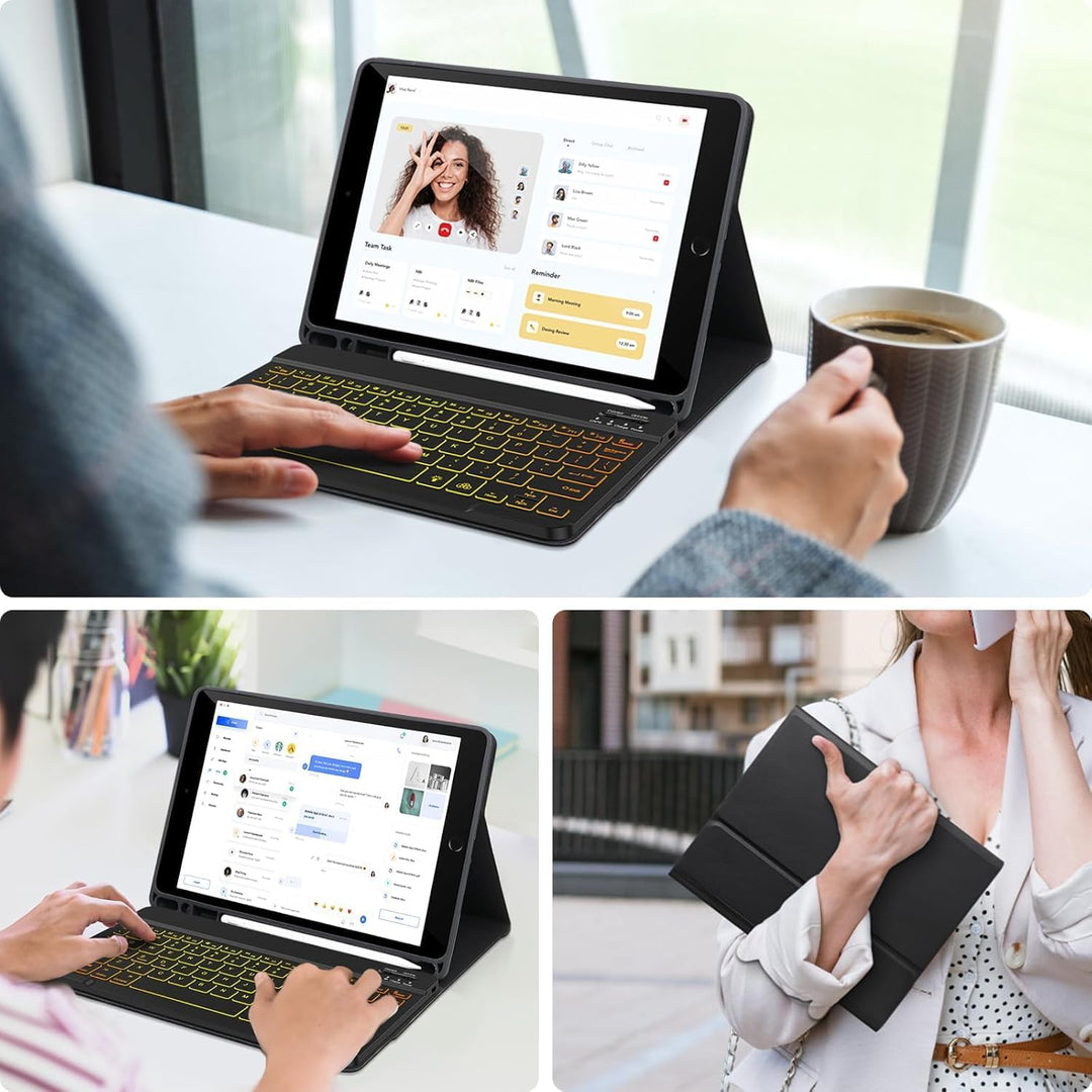 APHBZGE Tastatur Hülle für iPad 9/8/7. Generation 10,2 Zoll, abnehmbare Hülle mit Bluetooth-Tastatur