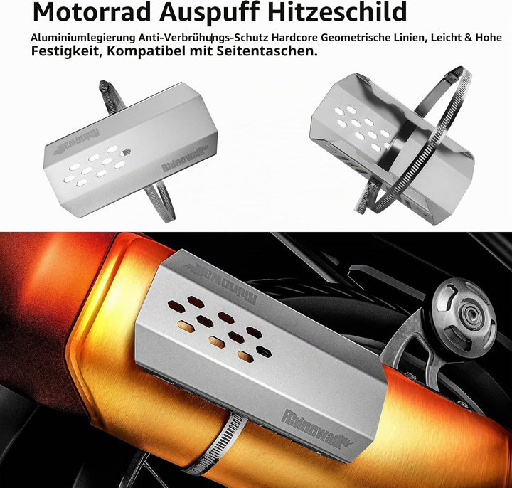 Rhinowalk Motorrad Hitzeschild, Auspuff Hitzeschutzblech, Hitzeschutz Auspuff Auspuffrohr, Hitzeschi