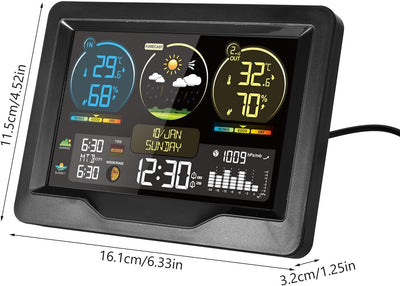 ALLOMN Wetterstation mit Aussen Innensensor, Kabellose Digitale Wetterstation mit LCD-Display, Autom