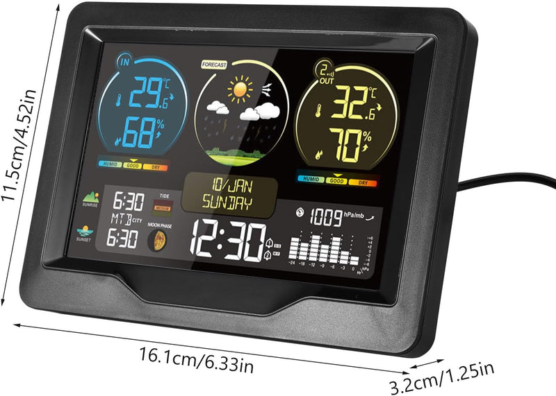 ALLOMN Wetterstation mit Aussen Innensensor, Kabellose Digitale Wetterstation mit LCD-Display, Autom