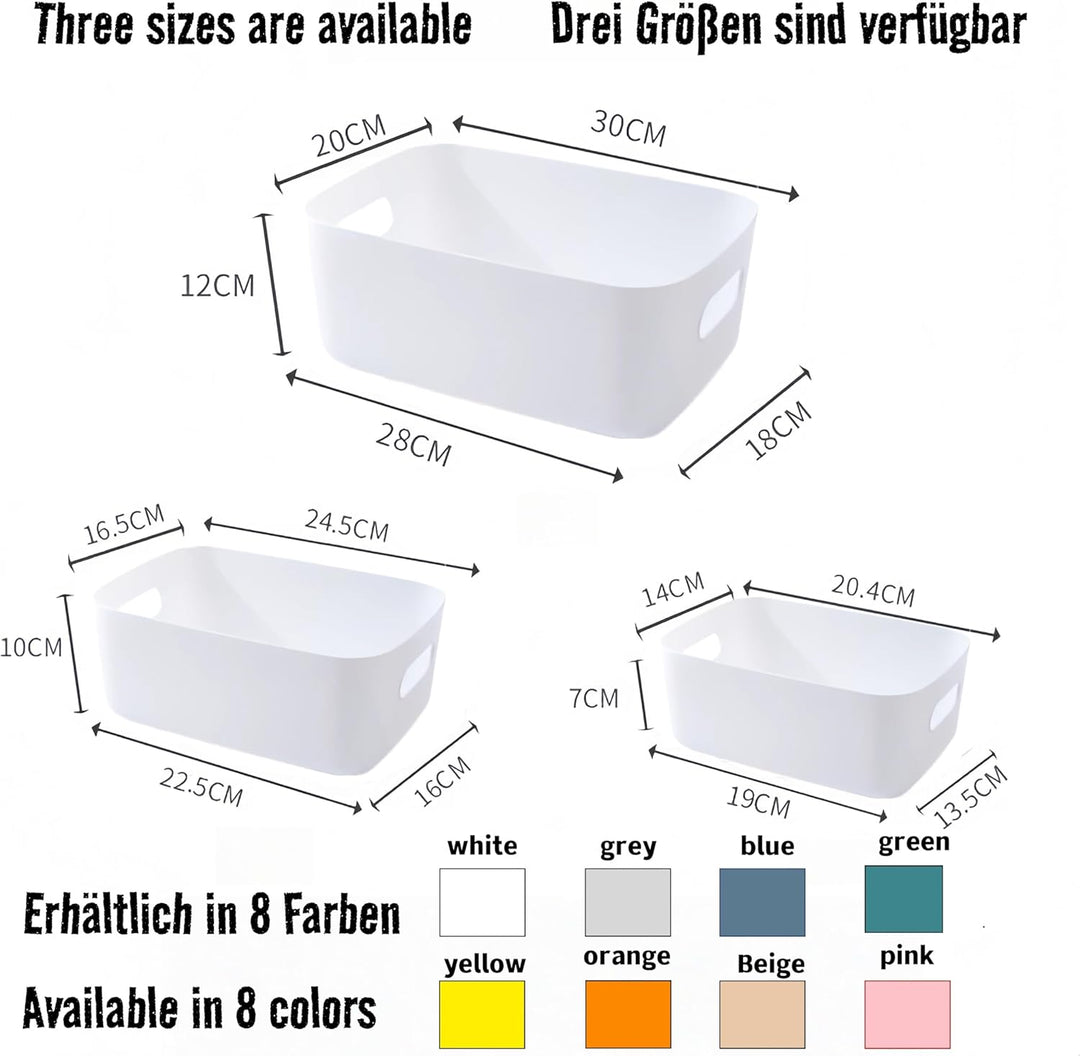 5 stück Aufbewahrungsbox Kunststoff Weiss 25×18×10 cm, Aufbewahrungsboxen mit Griff,Boxen Aufbewahru