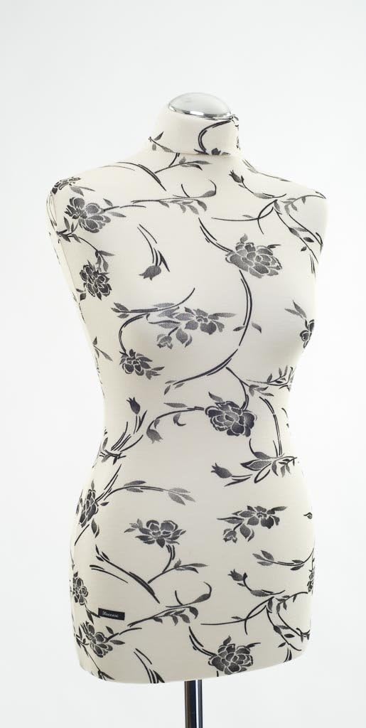 | Schneiderpuppe von LUCCESI | weibliche Büste Grösse/Size: L (40-42) | Bezug Creme-Weiss / florales
