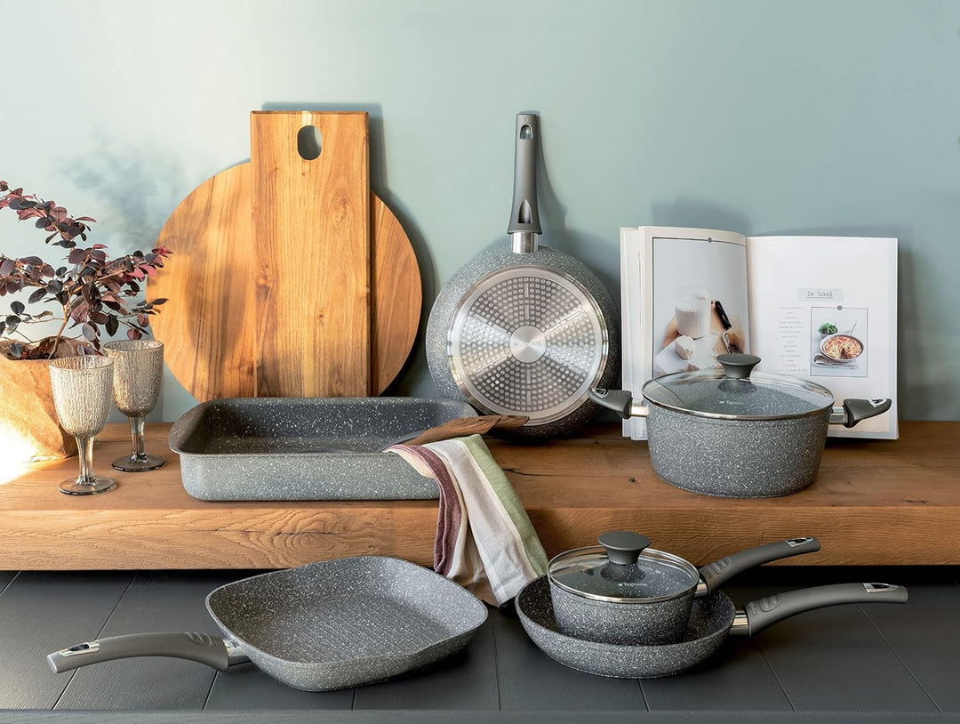 Tognana Pure Roq, Set Töpfe und Pfannen, 8-teilig, 2 Pfannen mit 1 Griff 24/28 cm, 2 Kasserollen 20/