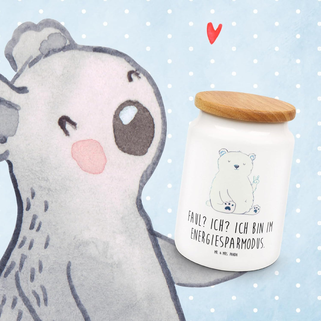 Mr. & Mrs. Panda Dose Eisbär Faul - Geschenk, Bär, Entspannen, Arbeit, zuckerdose, Homeoffice, Nordp