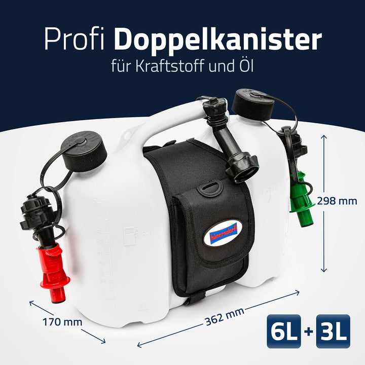 hünersdorff 804962 PROFI Doppelkanister / Kombikanister für Kraftstoff und Öl mit Satteltasche und z