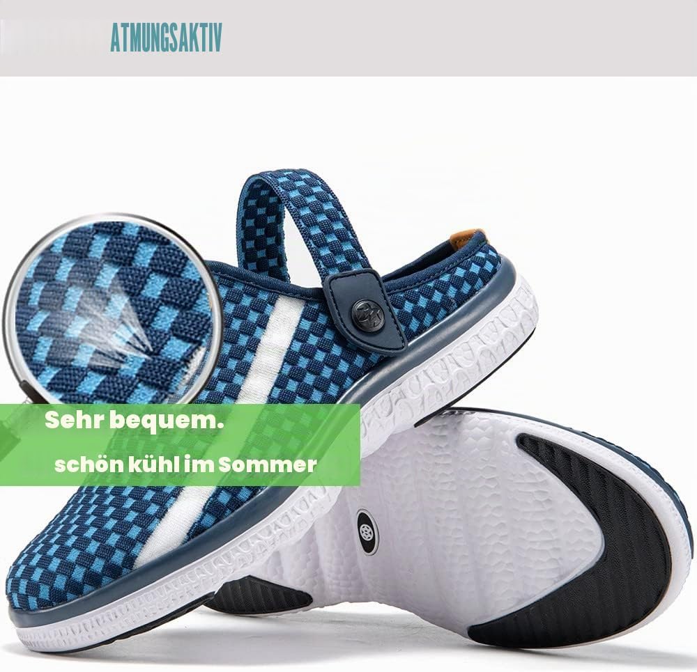 Unisex Clogs Hausschuhe Atmungsaktiv Mesh Pantoletten Sommer Beach Freizeit Schuhe rutschfest Weiche