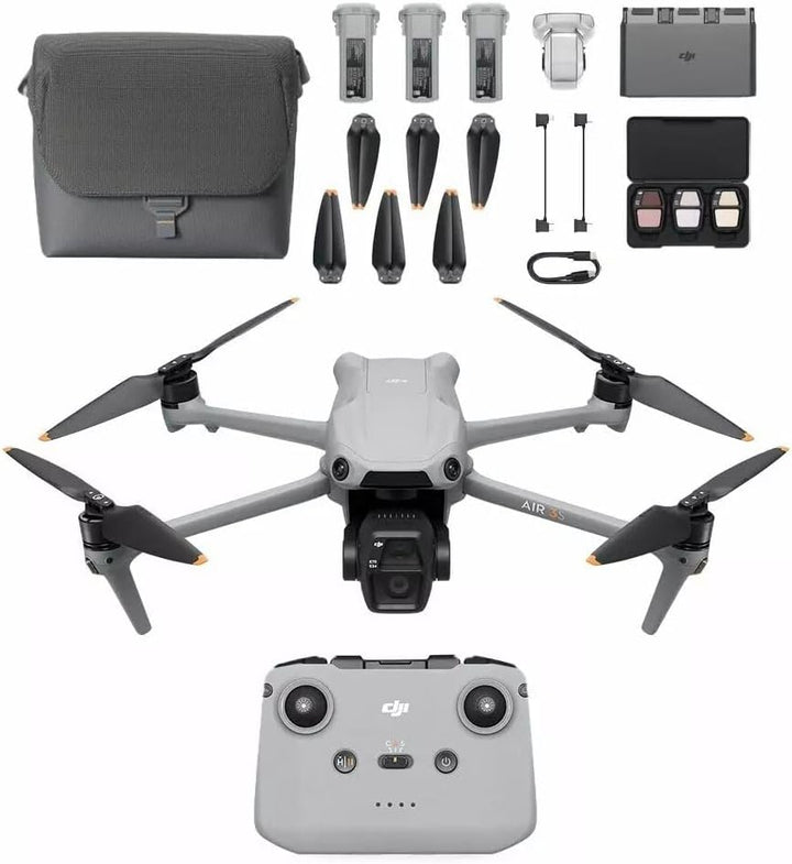 DJI Air 3S Fly More Combo (RC-N3), Drohne mit 1“ CMOS Weitwinkel- & mittlerer Telekamera, 4K/60fps H