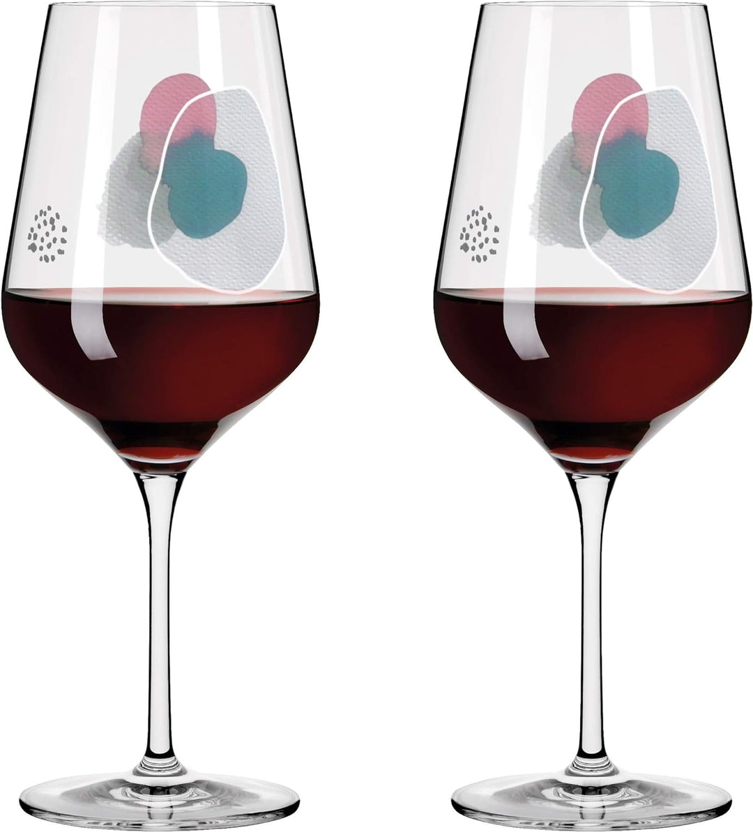 Ritzenhoff 3601001 Rotweinglas 500 ml – Serie Sommerwendtraum Set Nr. 1 – 2 Stück mit Aquarellkreise