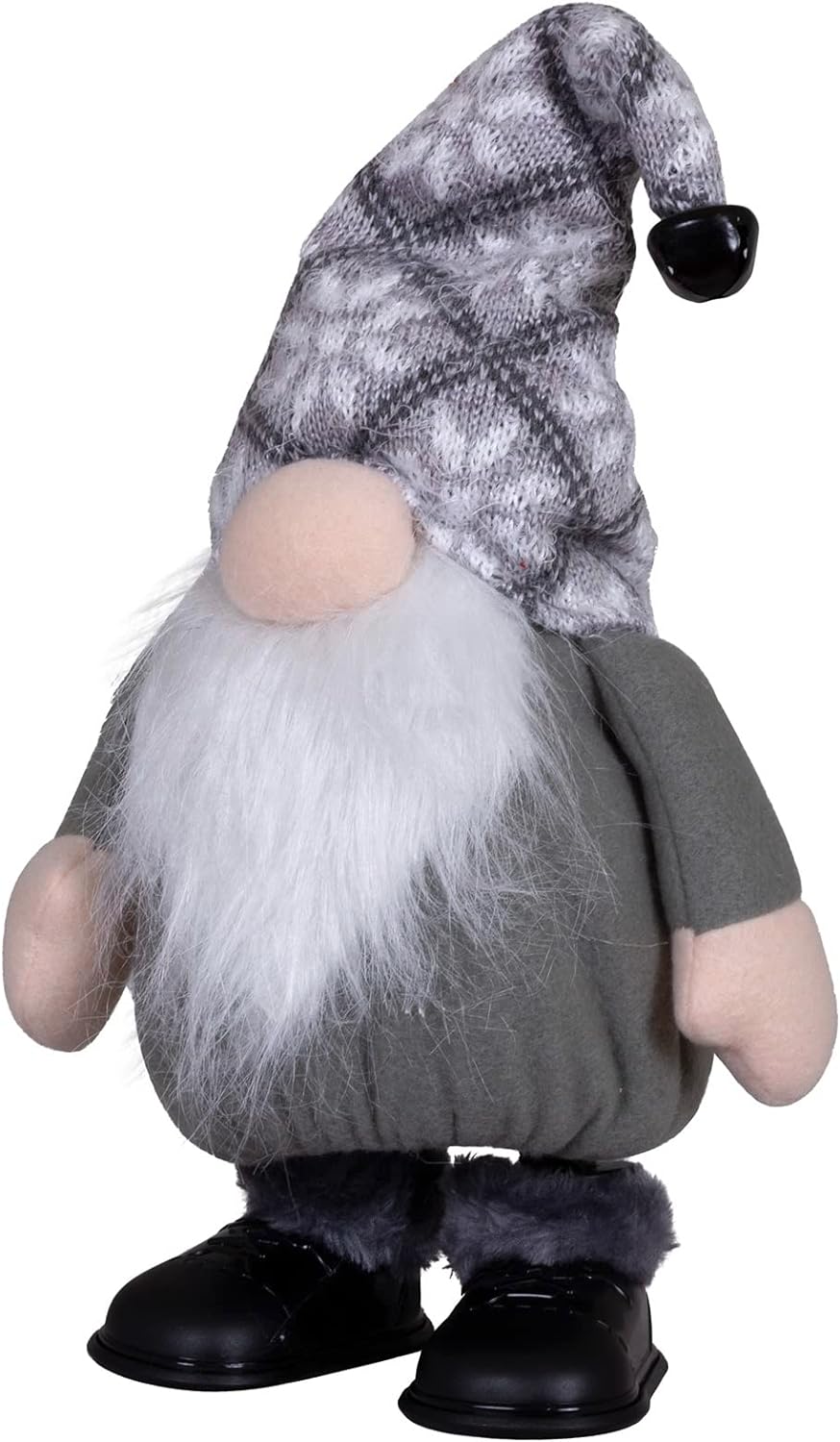 Christmas Paradise Tanzender Weihnachtswichtel 24cm(40cm) im 2er Set Gnom mit Musik & Bewegung - gra