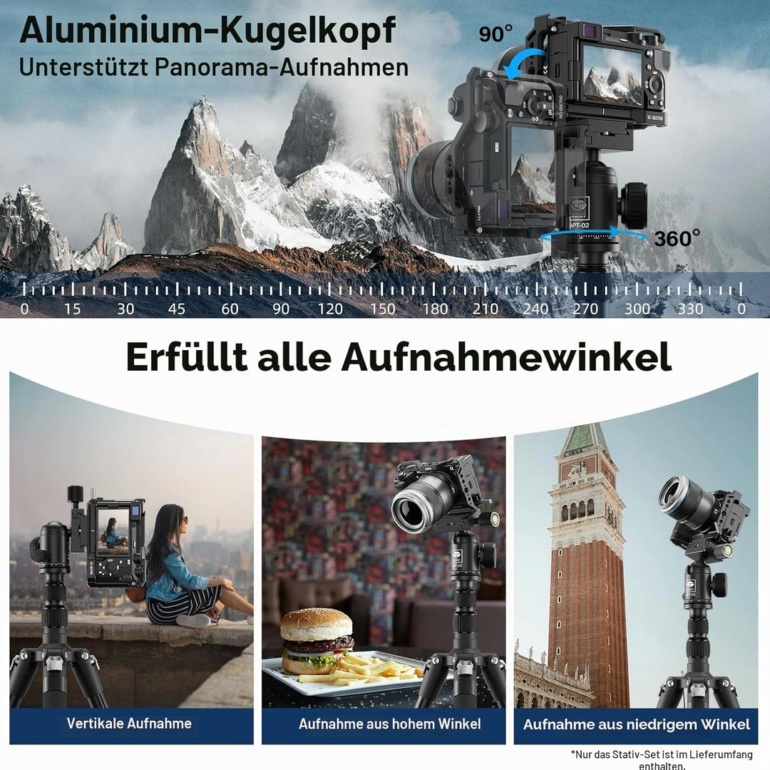 SIRUI APT-02 Stativ Kamera Einbeinstativ 2-in-1, 200 cm höhenverstellbar, mit 360° Kugelkopf, max. T