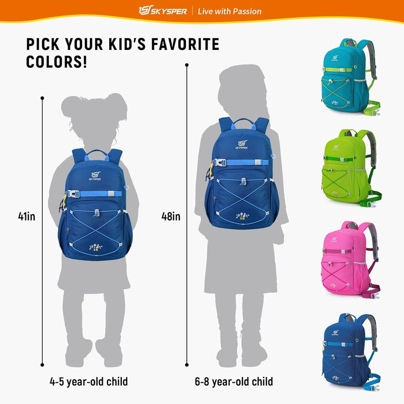 SKYSPER Kinderrucksack komfortabler Wanderrucksack Kinder für Jungen & Mädchen Blau, Blau