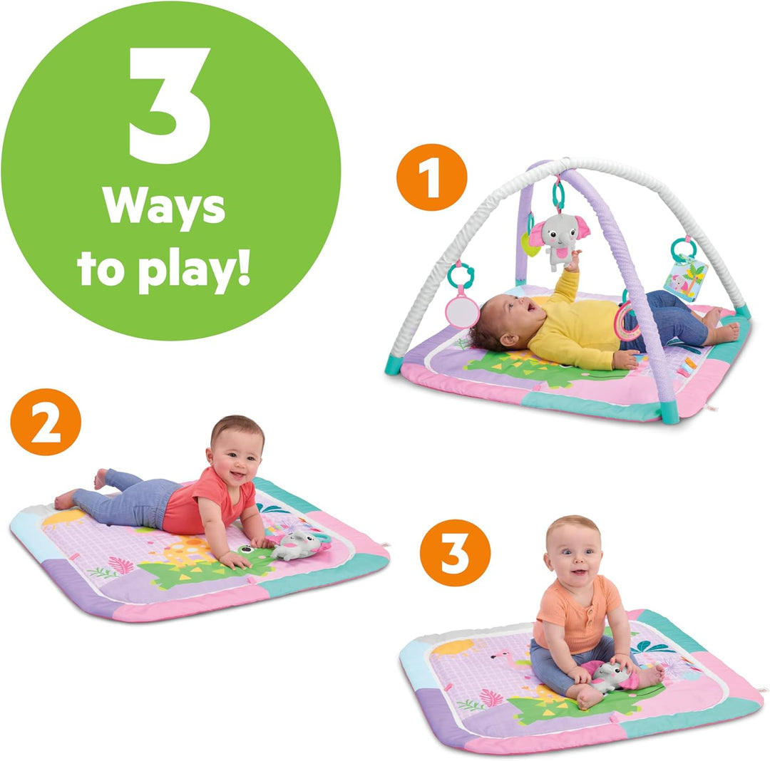 Bright Starts Wild Wiggles Sweet Safari FoldAway Aktivitätsspielzeug, rosa Spielmatte für Mädchen ab